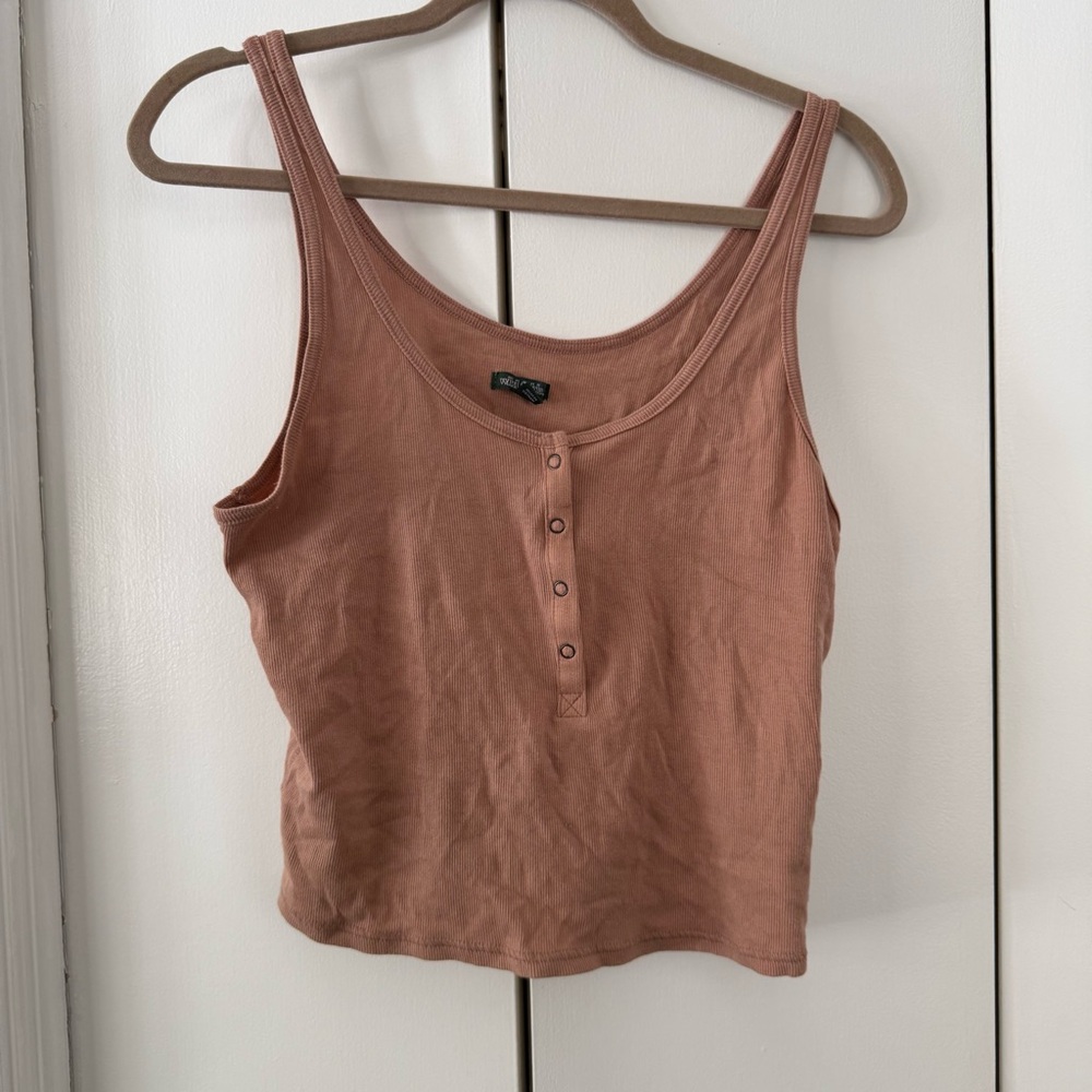 Wild Fable Button-Front Tank Top - Tan